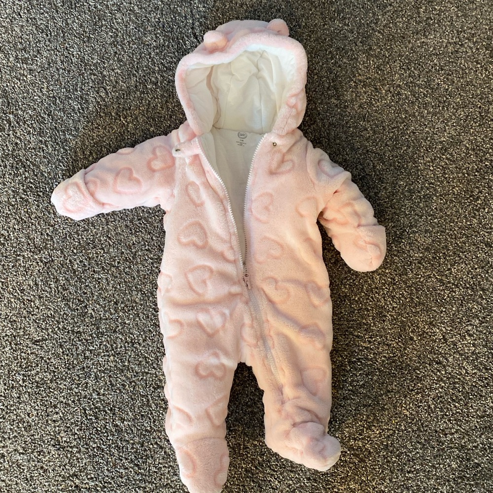 Cozy pink baby bunting